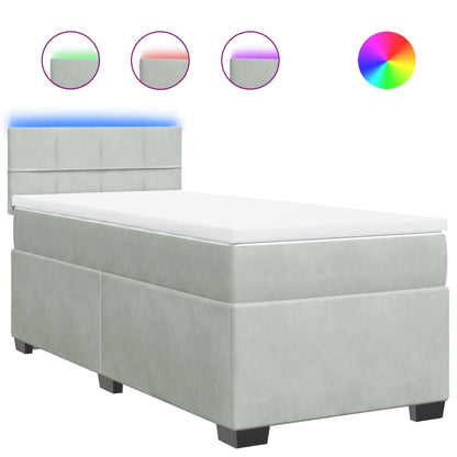 Boxspring met matras fluweel lichtgrijs 90x200 cm