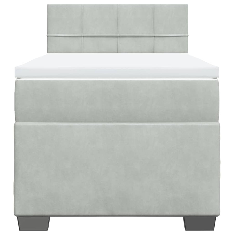 Boxspring met matras fluweel lichtgrijs 90x200 cm
