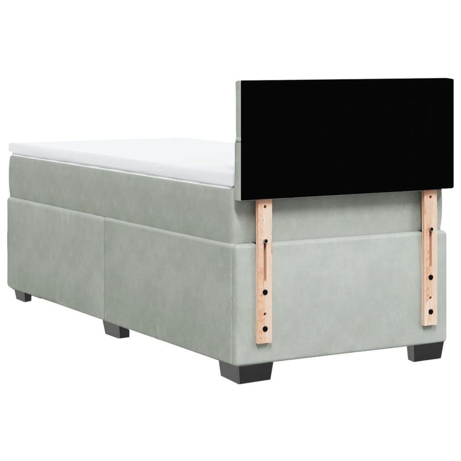 Boxspring met matras fluweel lichtgrijs 90x200 cm