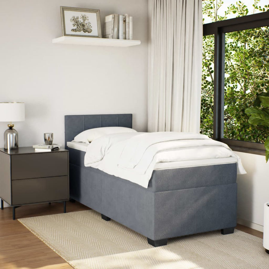 Boxspring met matras fluweel donkergrijs 90x200 cm
