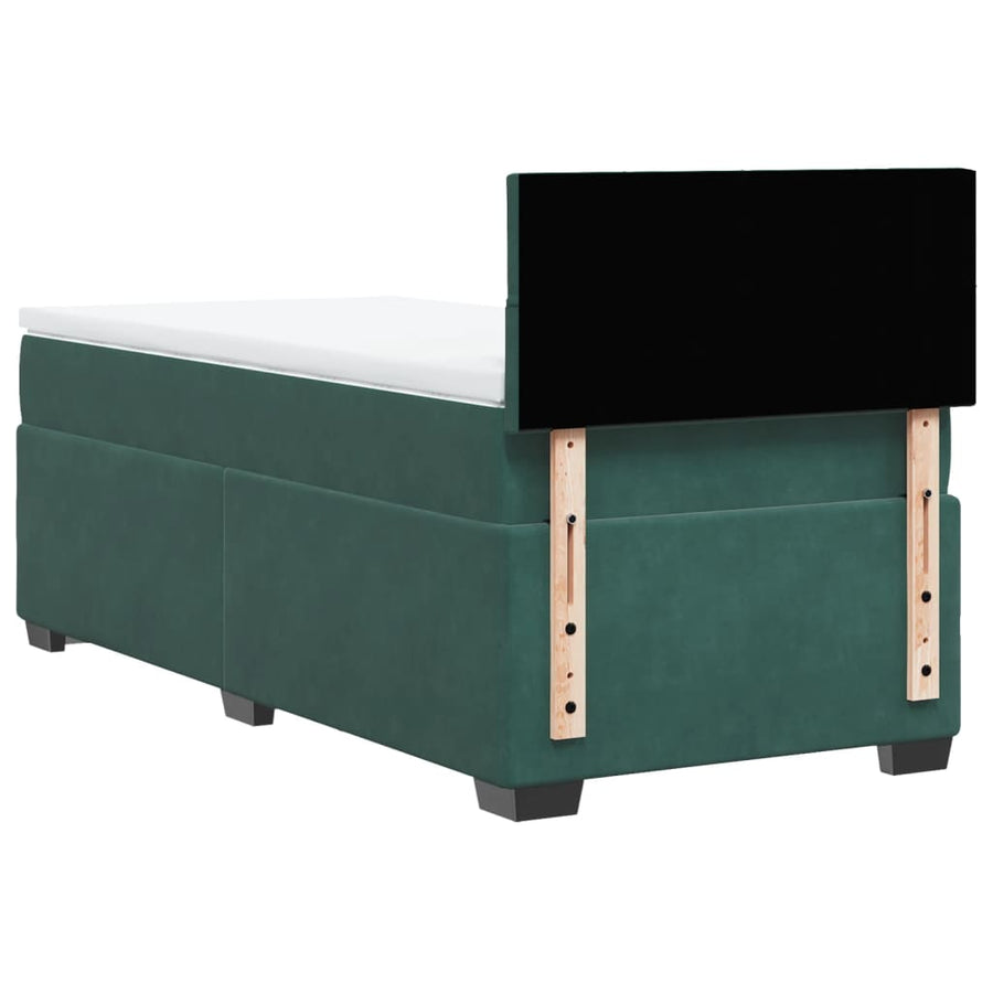 Boxspring met matras fluweel donkergroen 90x200 cm