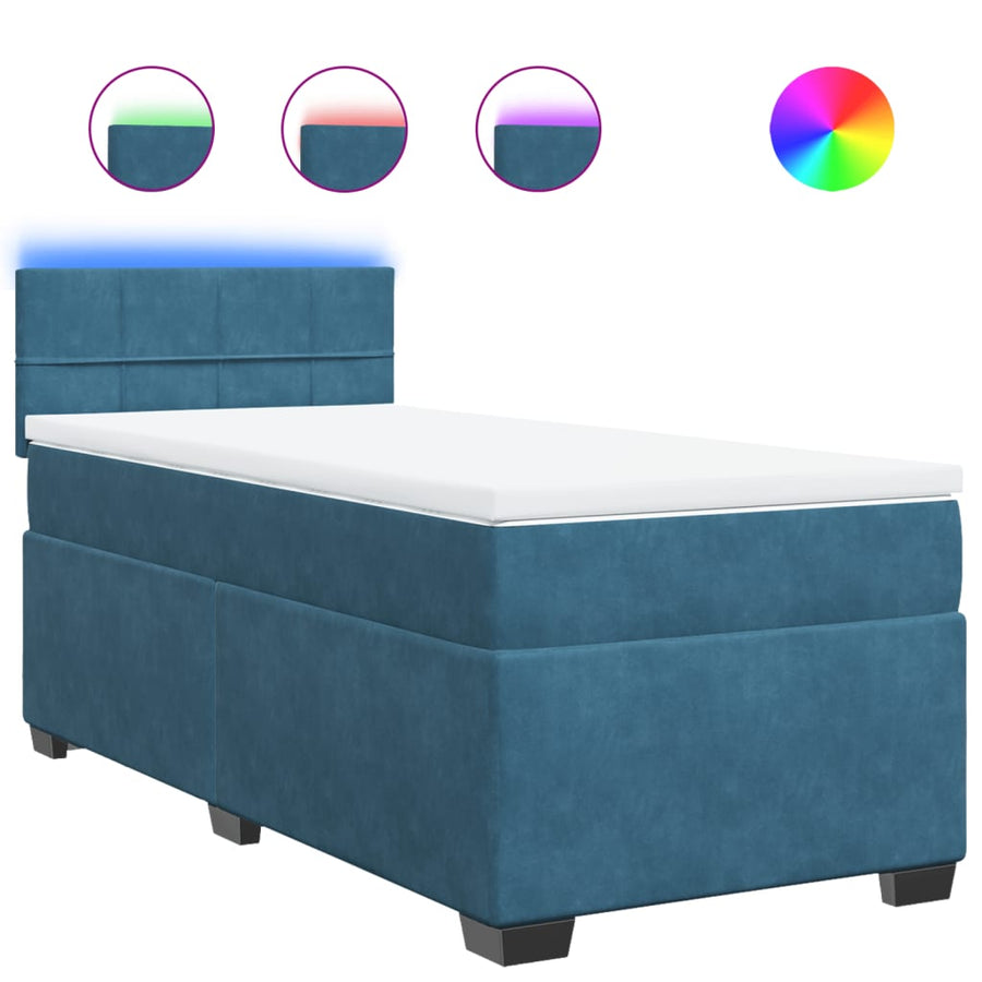 Boxspring met matras fluweel blauw 90x200 cm