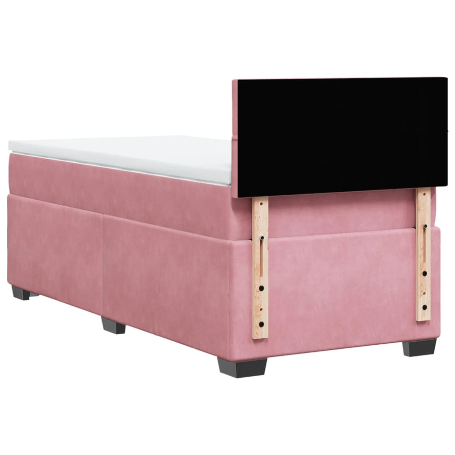 Boxspring met matras fluweel roze 90x200 cm
