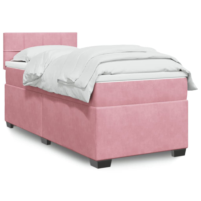 Boxspring met matras fluweel roze 90x200 cm