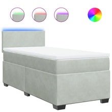 Boxspring met matras fluweel lichtgrijs 100x200 cm