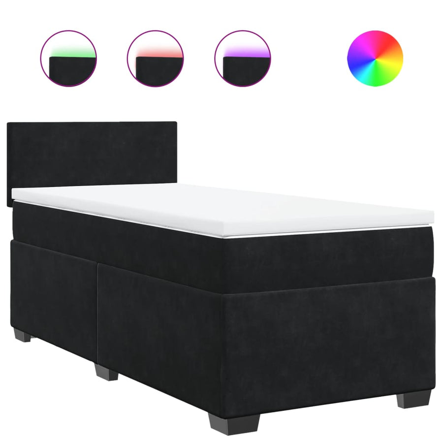 Boxspring met matras fluweel zwart 100x200 cm