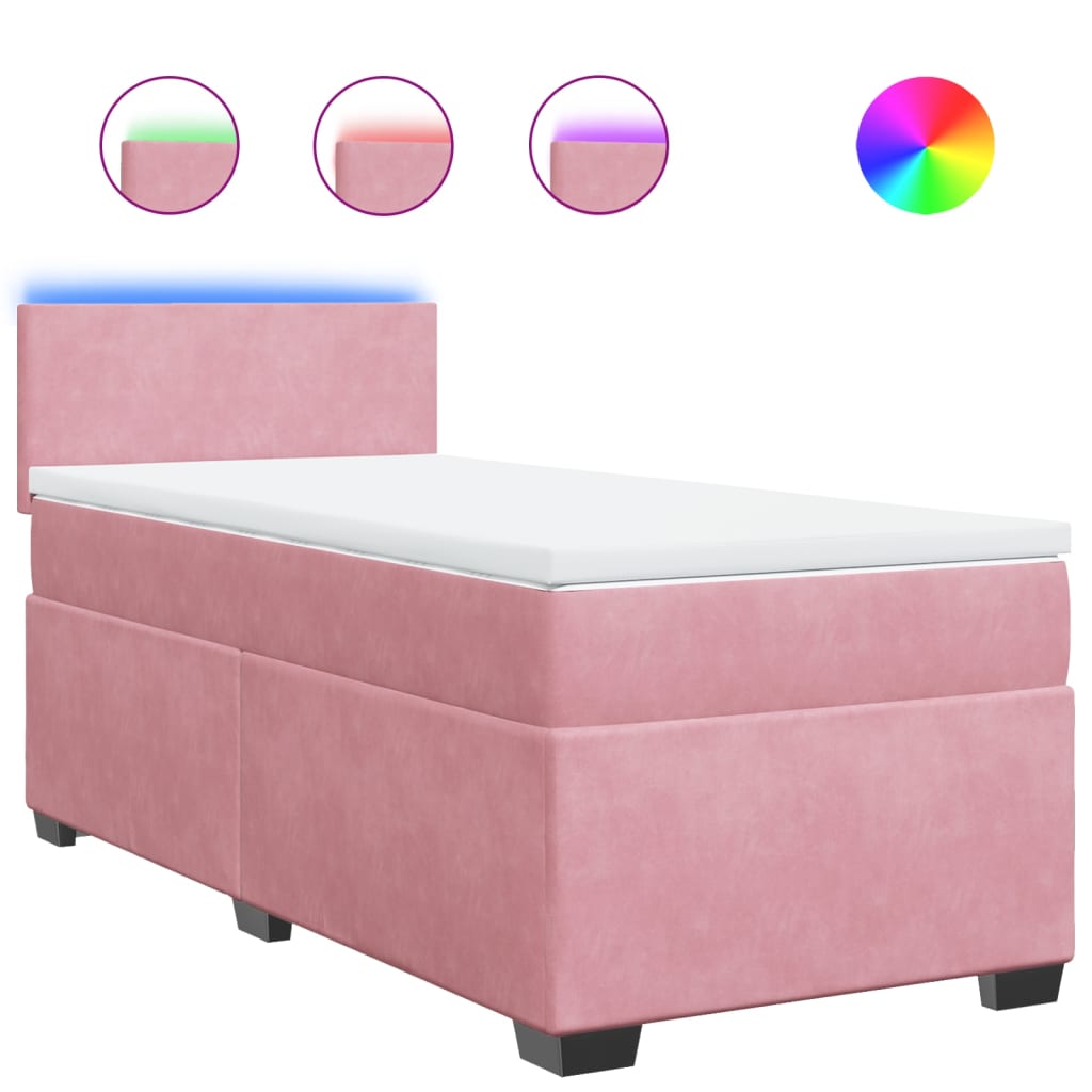 Boxspring met matras fluweel roze 100x200 cm