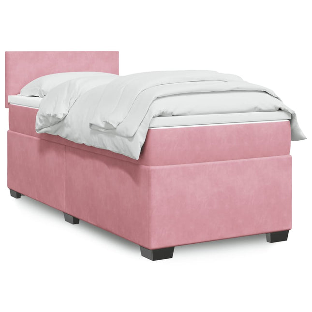 Boxspring met matras fluweel roze 100x200 cm