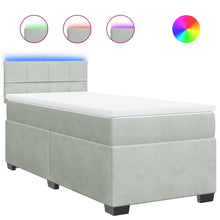 Boxspring met matras fluweel lichtgrijs 100x200 cm