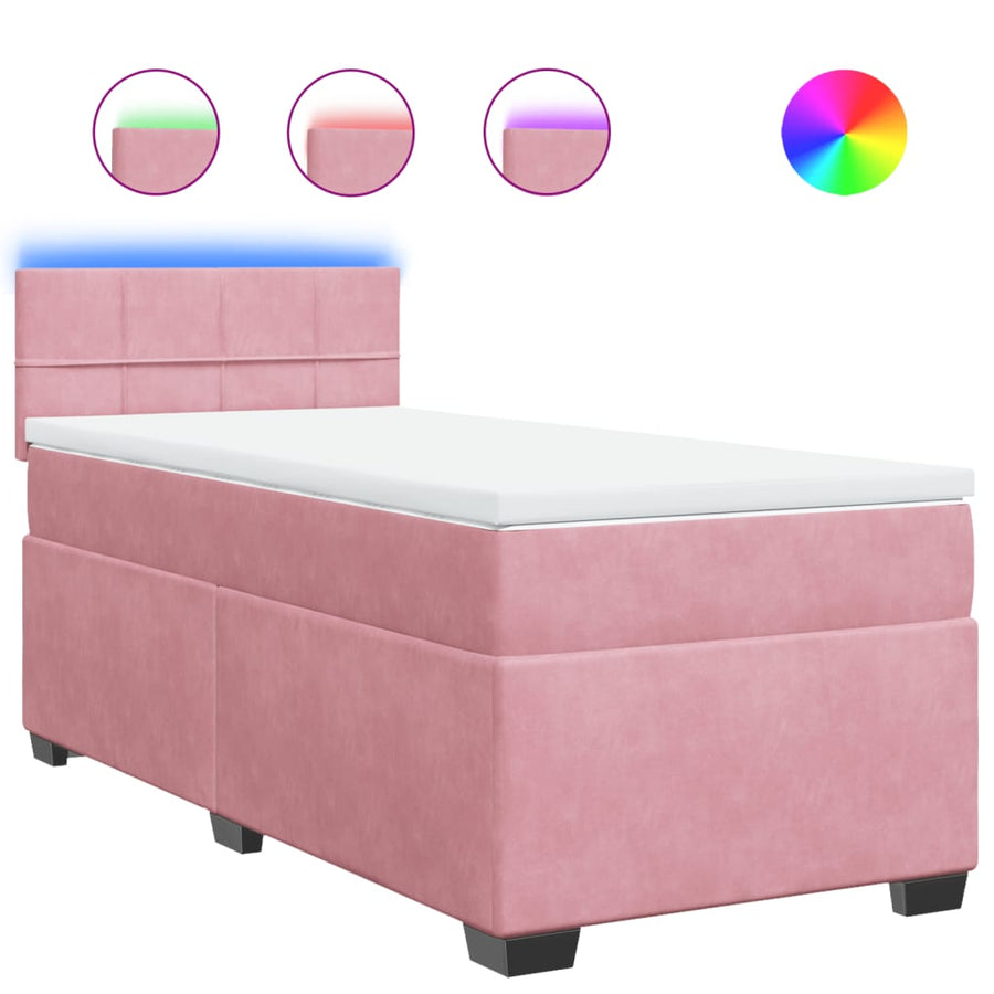 Boxspring met matras fluweel roze 100x200 cm