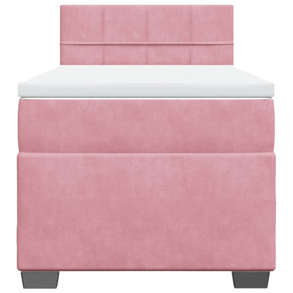 Boxspring met matras fluweel roze 100x200 cm