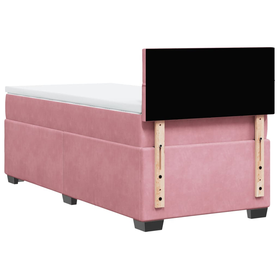 Boxspring met matras fluweel roze 100x200 cm