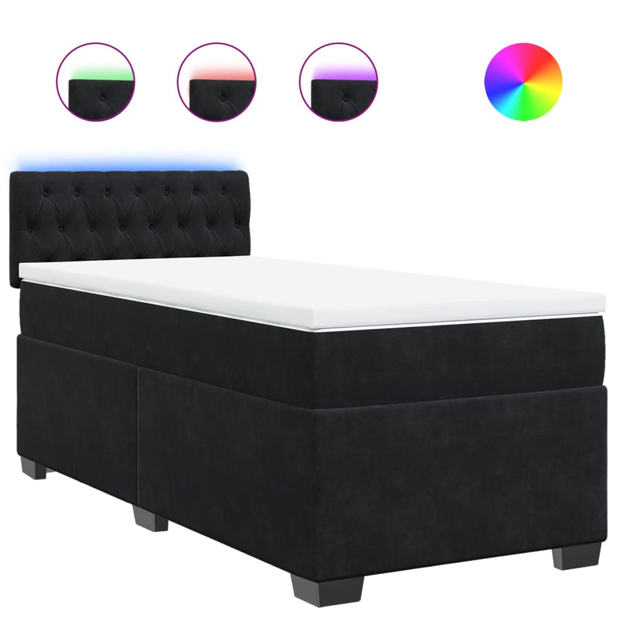 Boxspring met matras fluweel zwart 100x200 cm