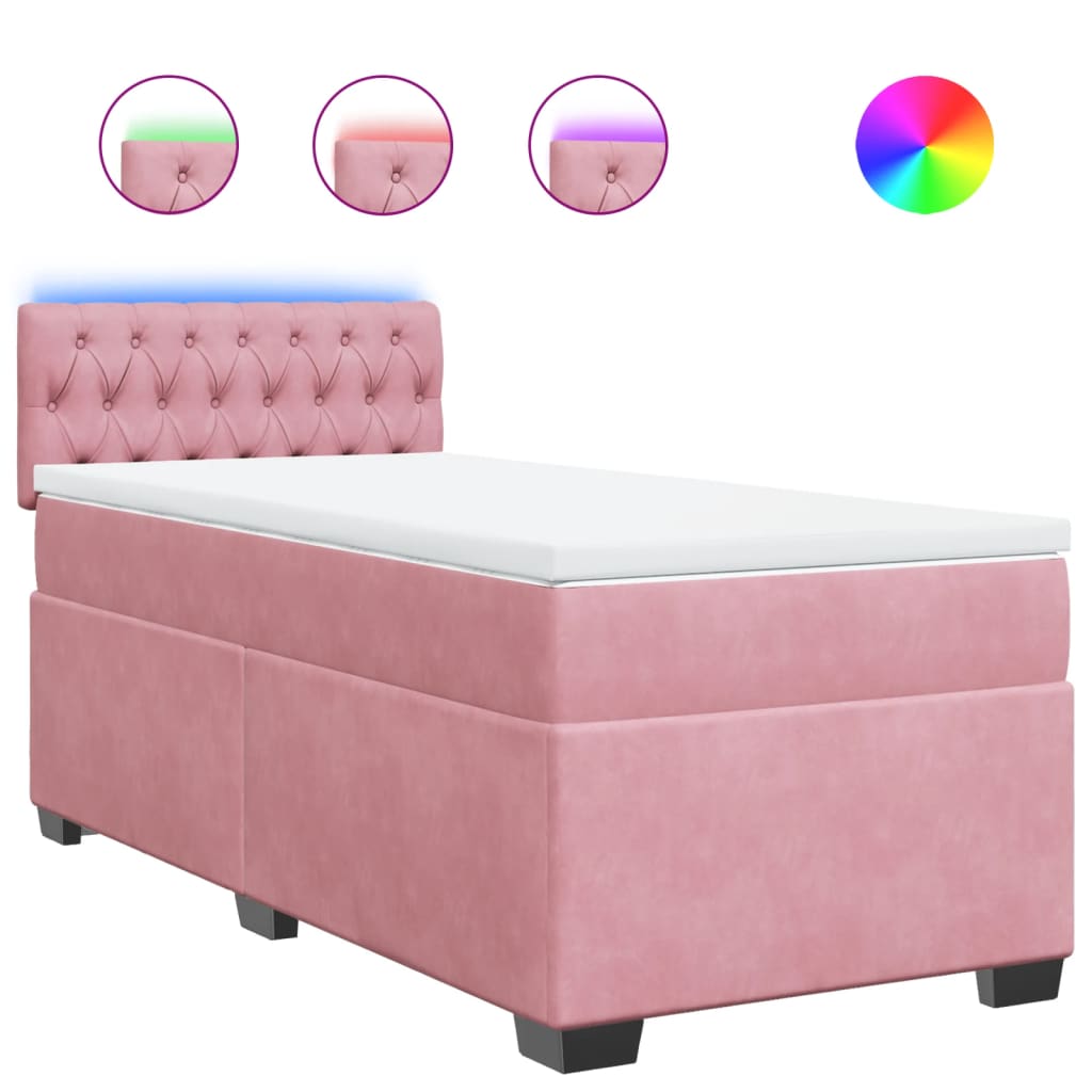 Boxspring met matras fluweel roze 100x200 cm