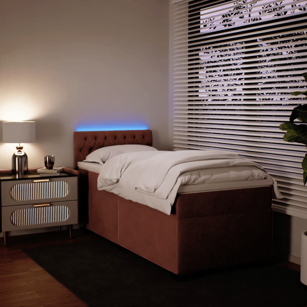 Boxspring met matras fluweel roze 100x200 cm