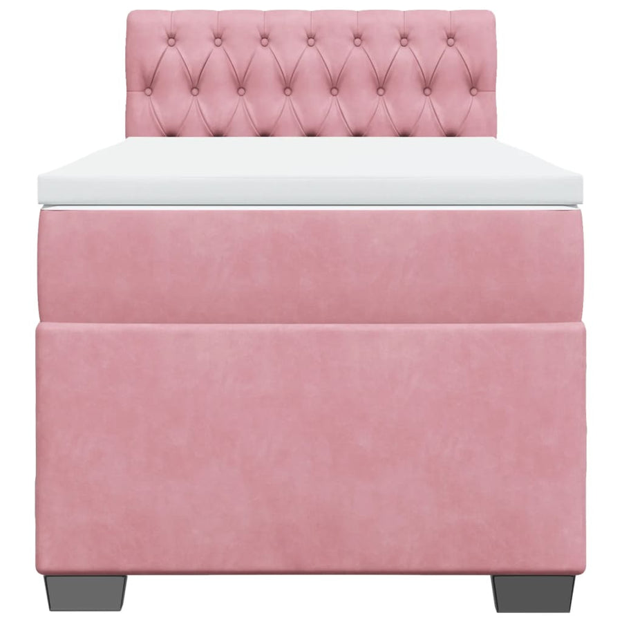 Boxspring met matras fluweel roze 100x200 cm