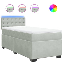 Boxspring met matras fluweel lichtgrijs 100x200 cm