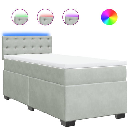 Boxspring met matras fluweel lichtgrijs 100x200 cm