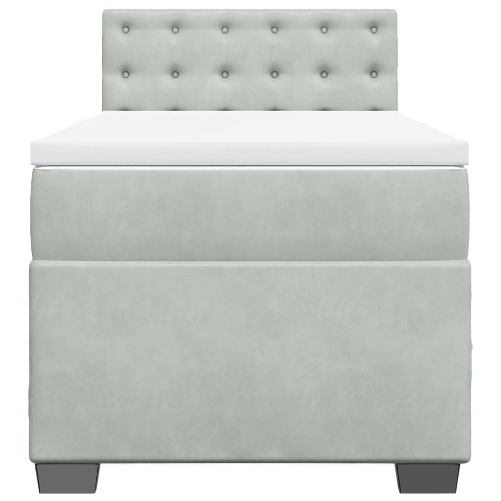 Boxspring met matras fluweel lichtgrijs 100x200 cm