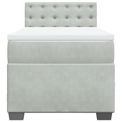 Boxspring met matras fluweel lichtgrijs 100x200 cm