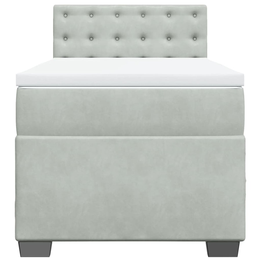 Boxspring met matras fluweel lichtgrijs 100x200 cm