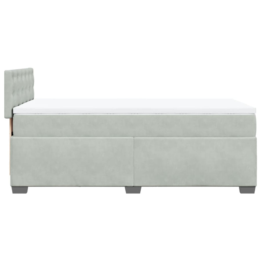 Boxspring met matras fluweel lichtgrijs 100x200 cm