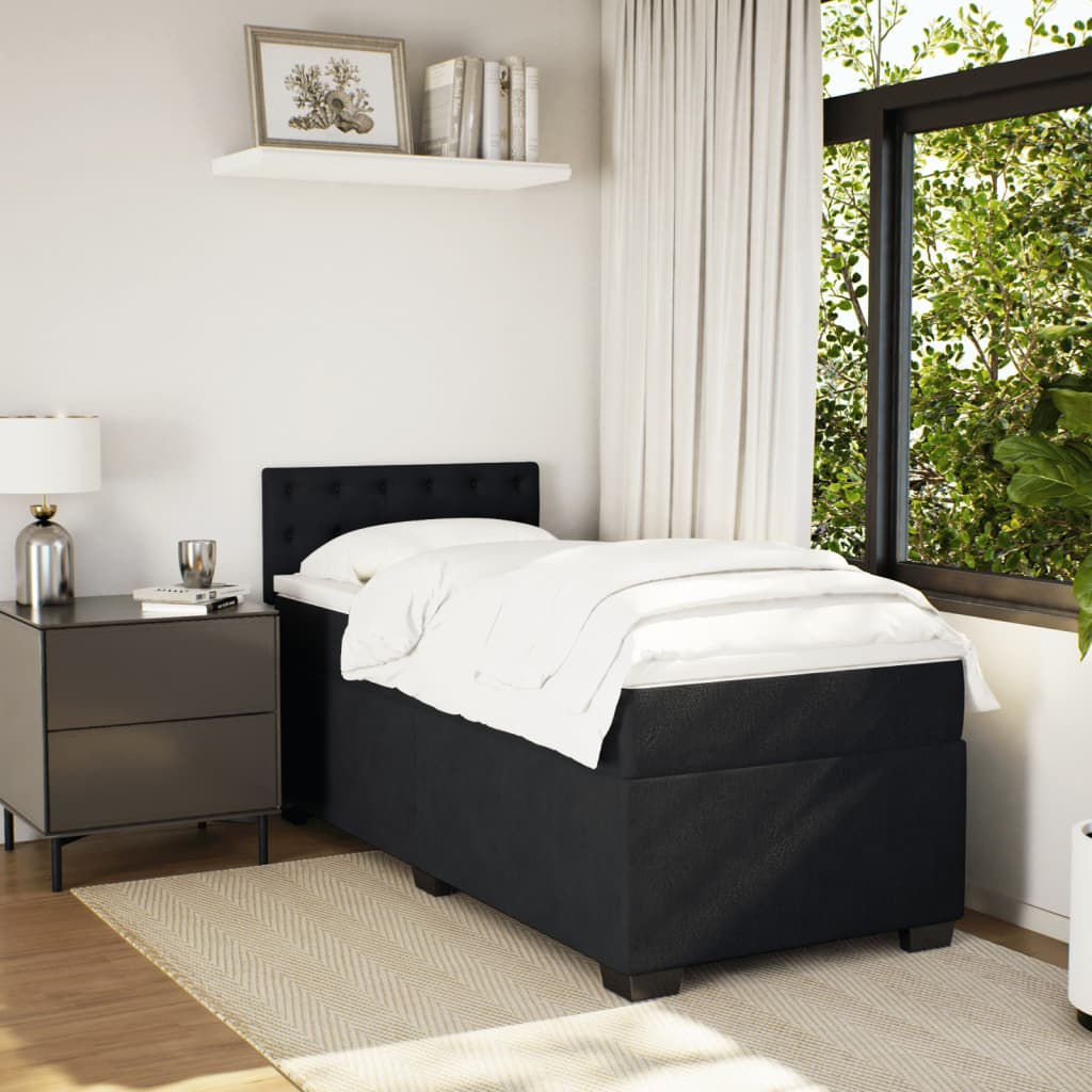 Boxspring met matras fluweel zwart 100x200 cm