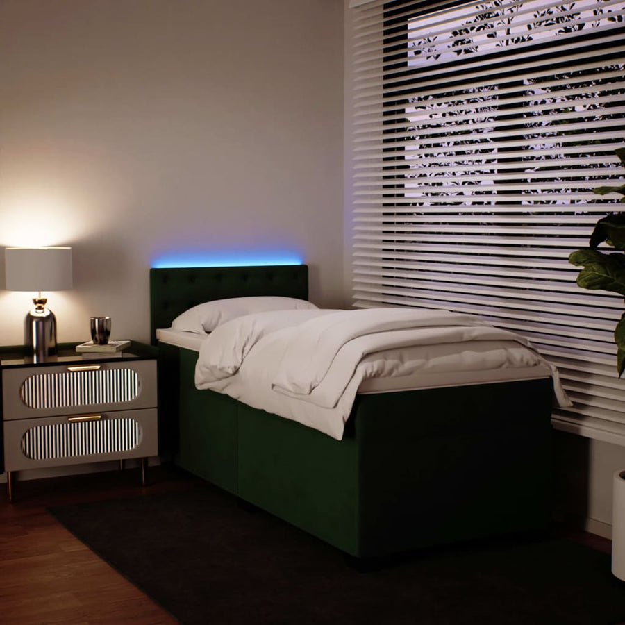 Boxspring met matras fluweel donkergroen 100x200 cm