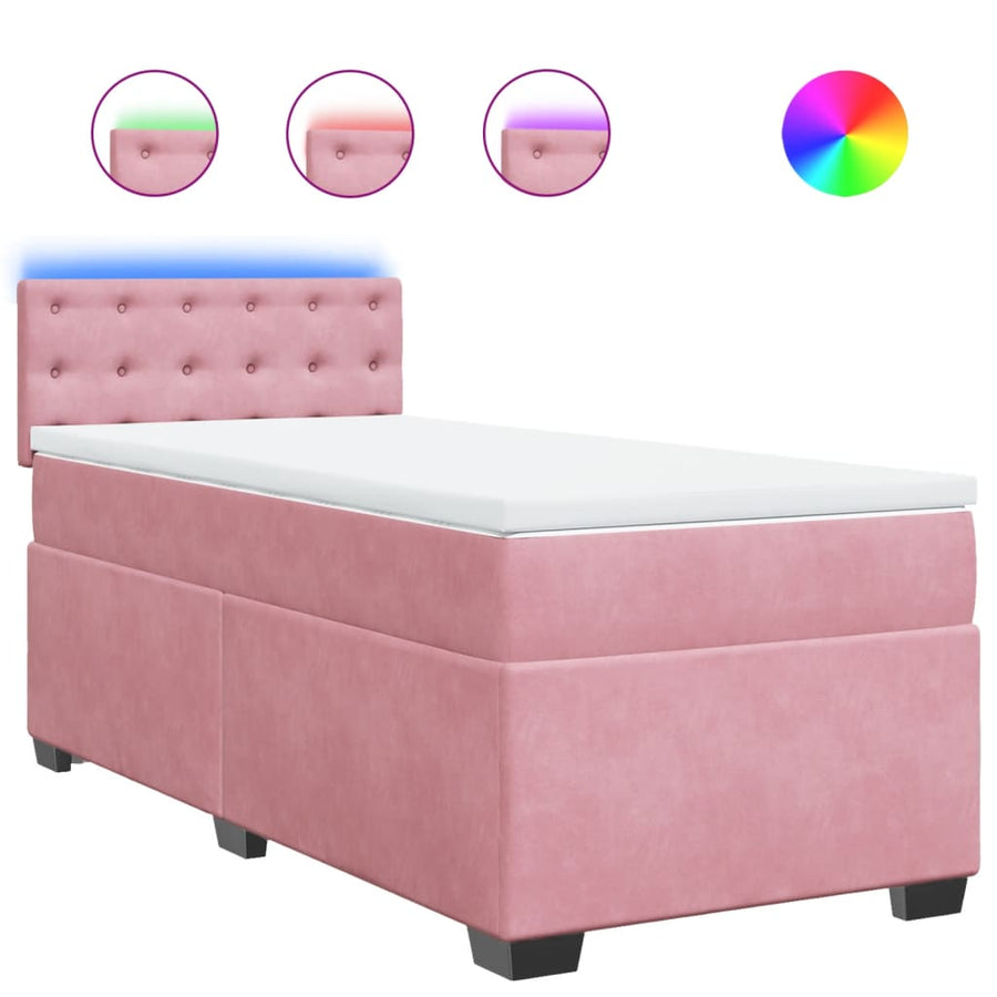 Boxspring met matras fluweel roze 100x200 cm
