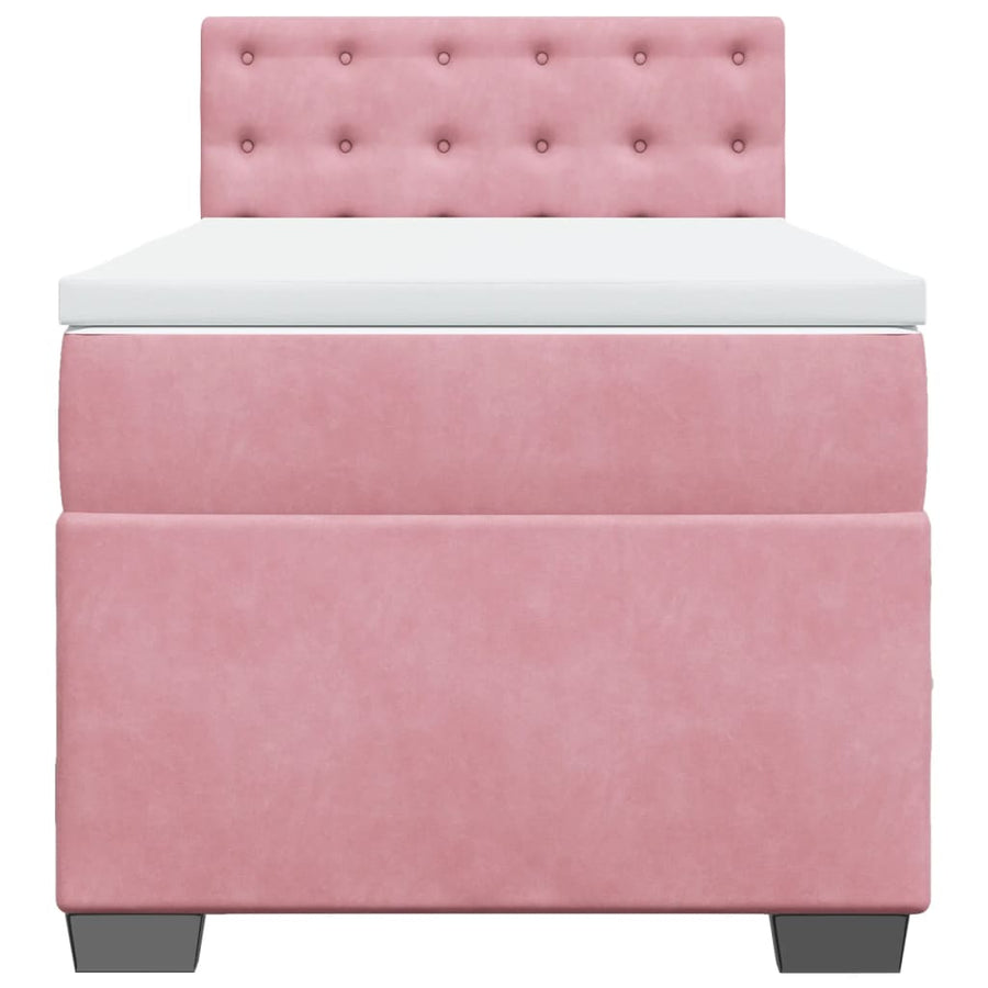 Boxspring met matras fluweel roze 100x200 cm