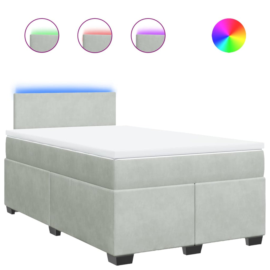 Boxspring met matras fluweel lichtgrijs 120x190 cm