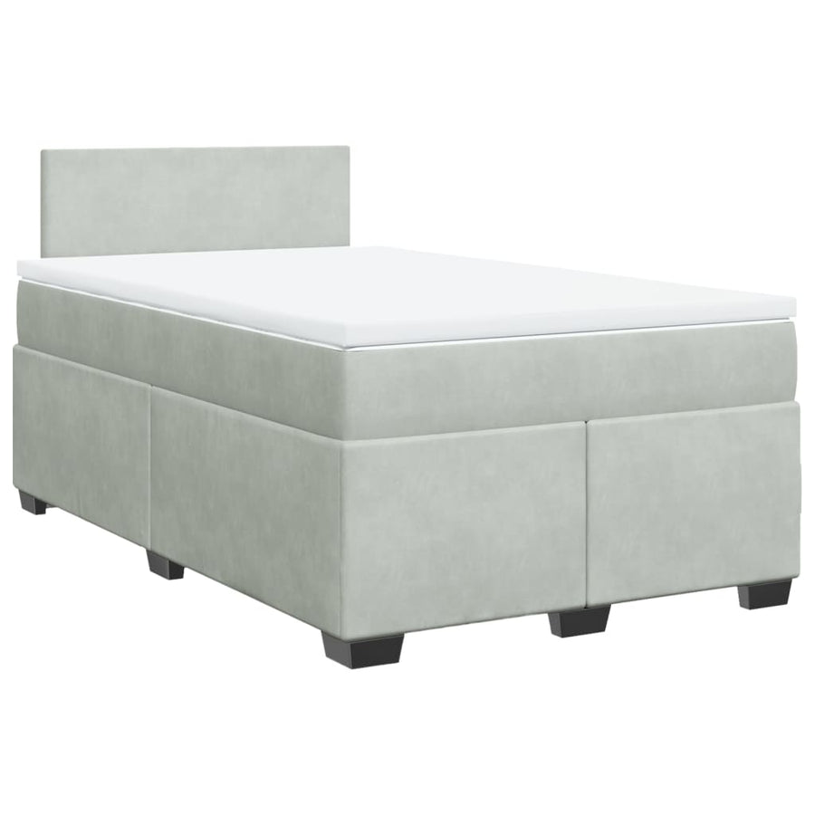 Boxspring met matras fluweel lichtgrijs 120x190 cm
