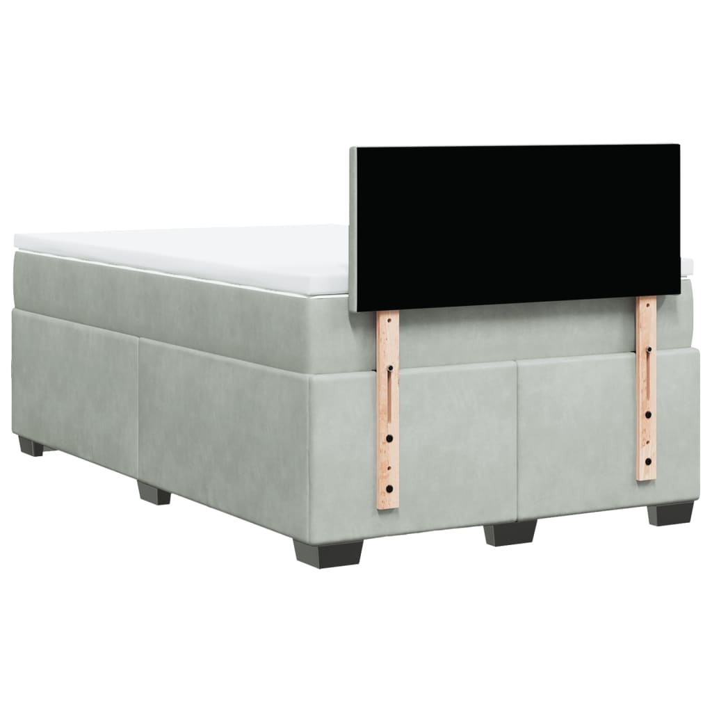 Boxspring met matras fluweel lichtgrijs 120x190 cm