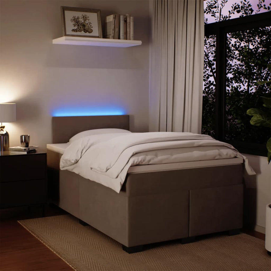 Boxspring met matras fluweel lichtgrijs 120x190 cm