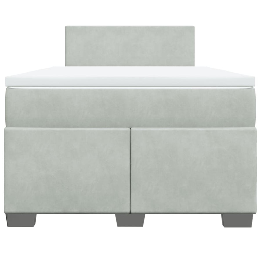 Boxspring met matras fluweel lichtgrijs 120x190 cm