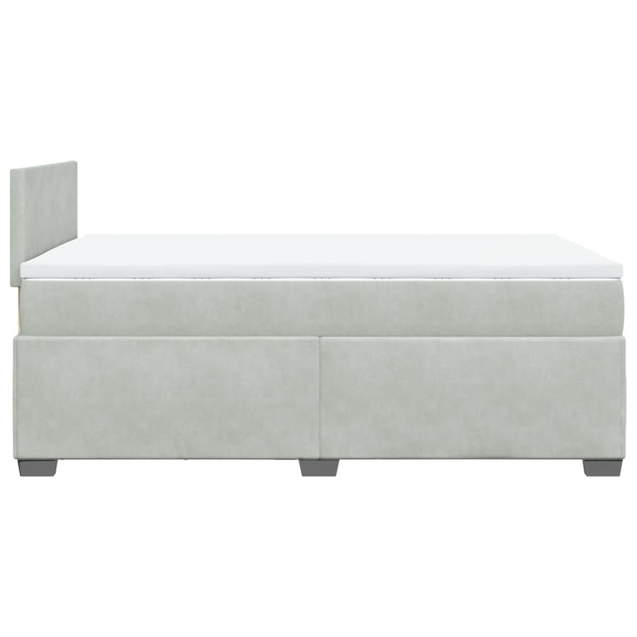 Boxspring met matras fluweel lichtgrijs 120x190 cm