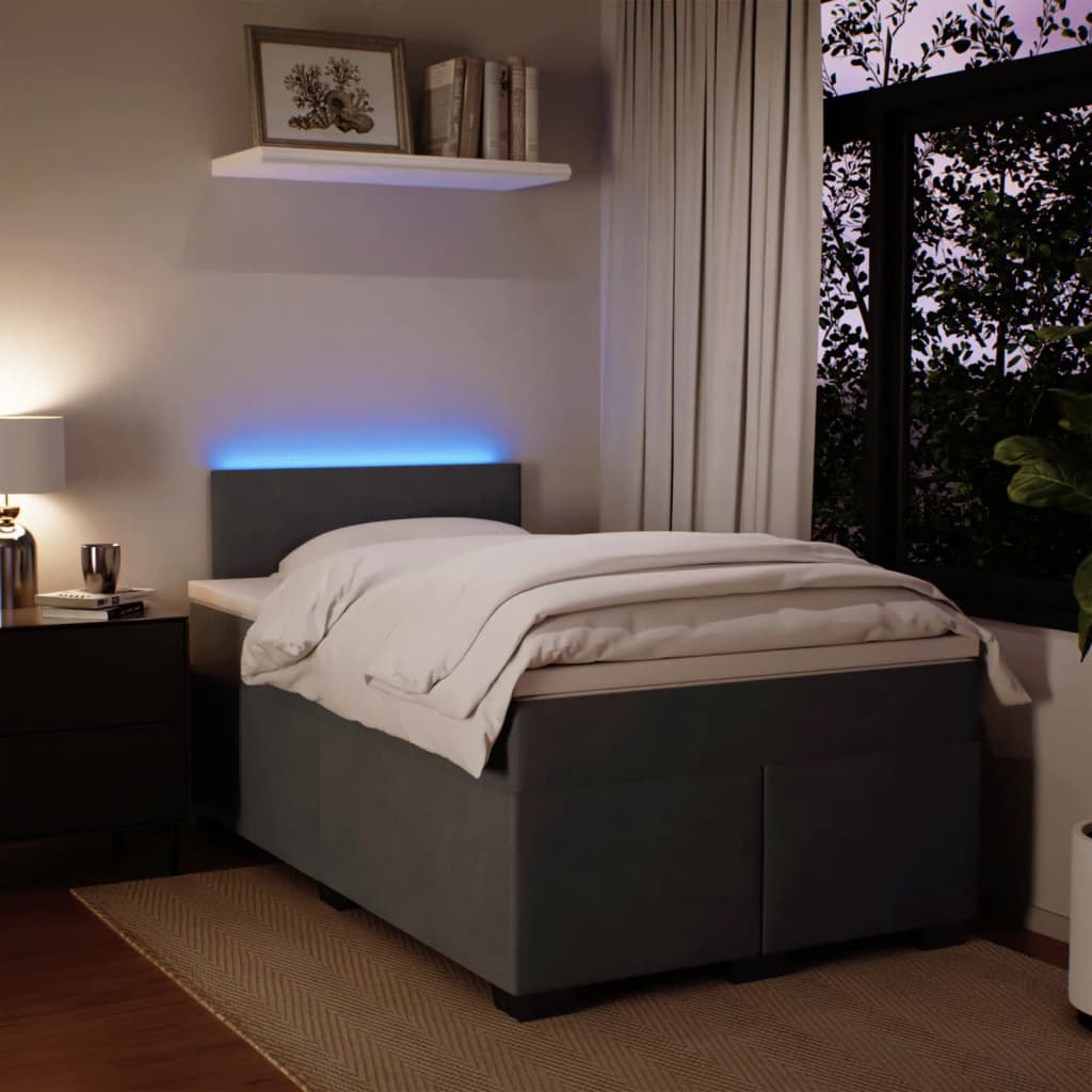 Boxspring met matras fluweel donkergrijs 120x190 cm