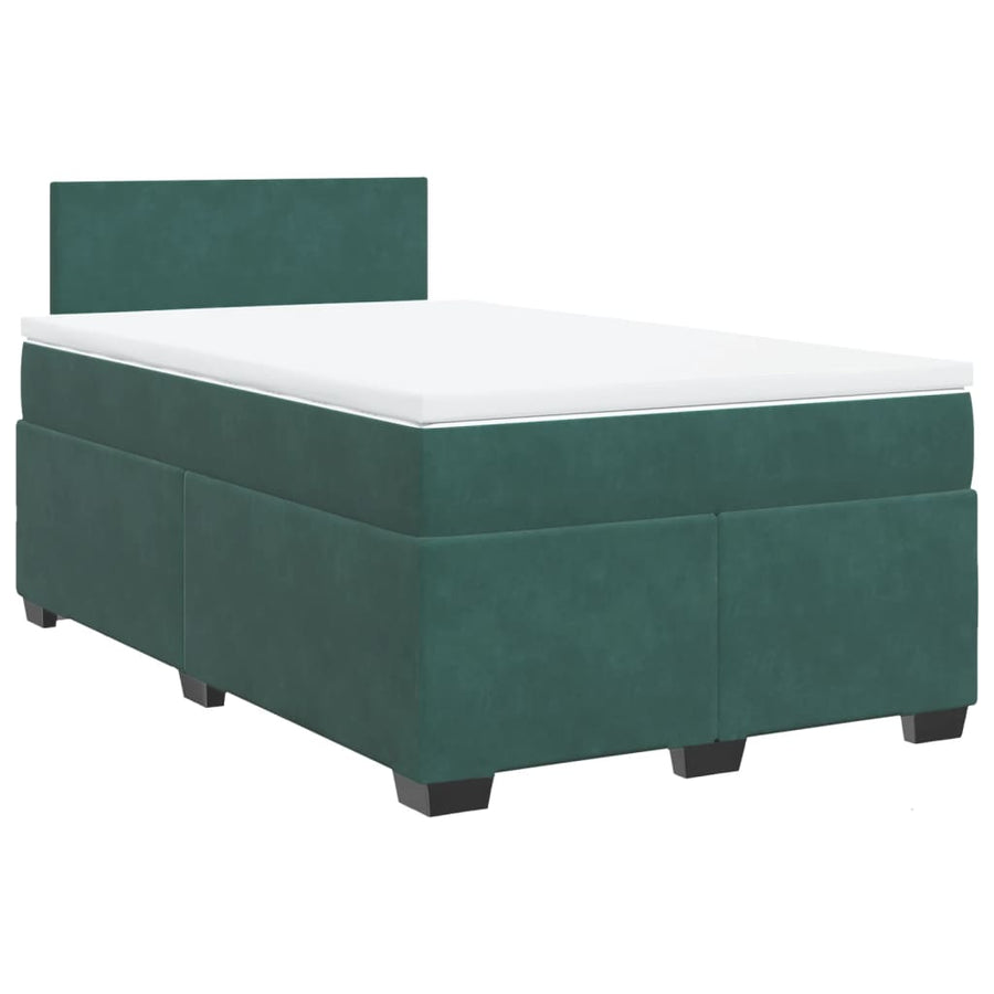 Boxspring met matras fluweel donkergroen 120x190 cm