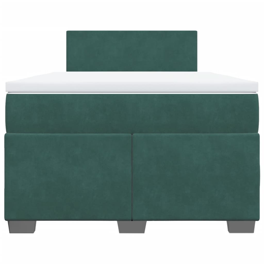 Boxspring met matras fluweel donkergroen 120x190 cm