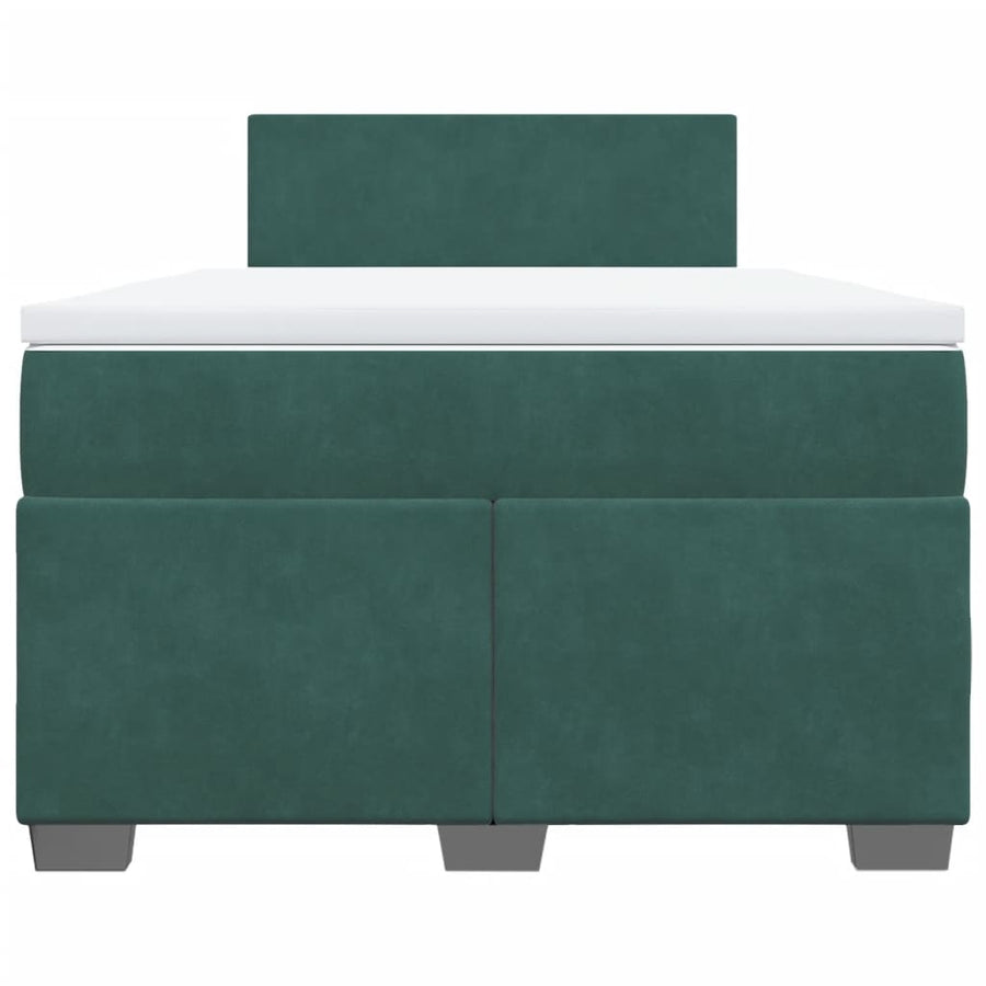 Boxspring met matras fluweel donkergroen 120x190 cm