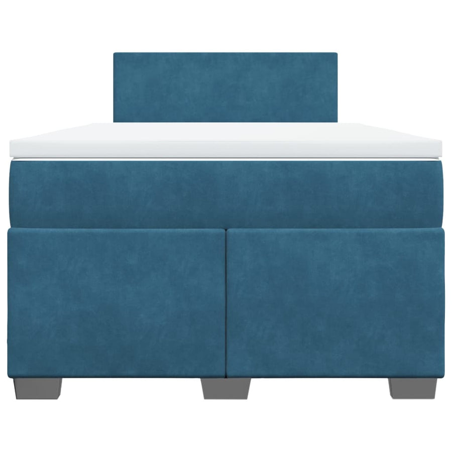 Boxspring met matras fluweel blauw 120x190 cm
