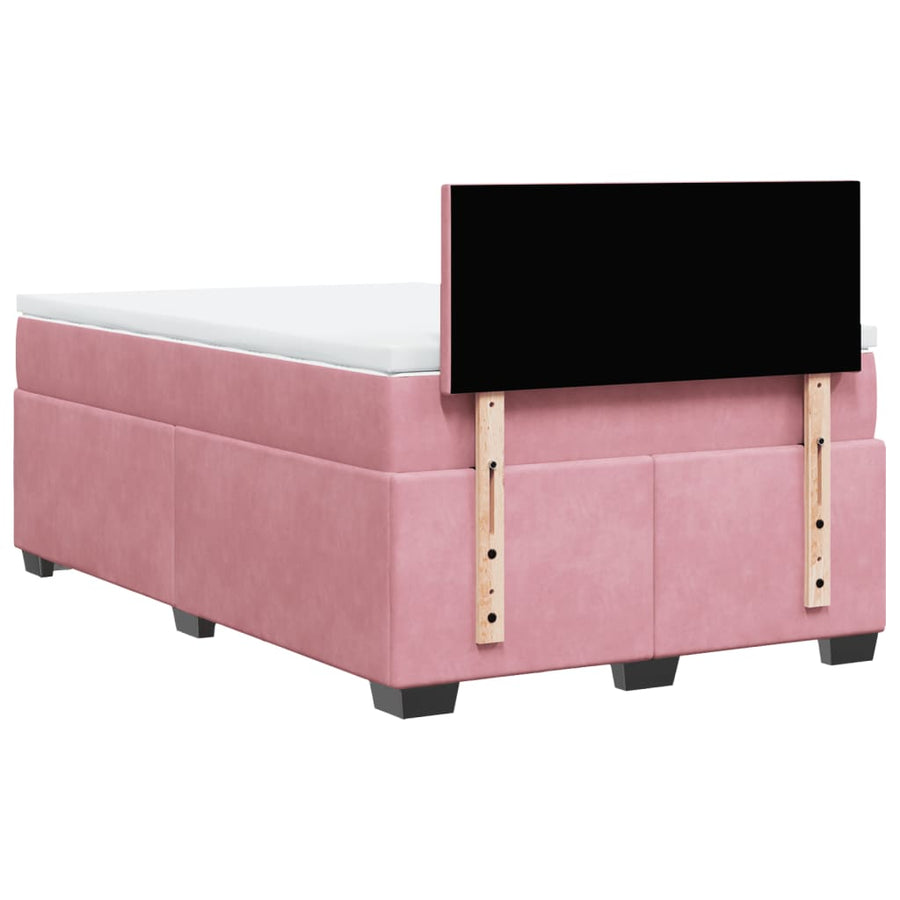Boxspring met matras fluweel roze 120x190 cm
