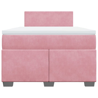 Boxspring met matras fluweel roze 120x190 cm