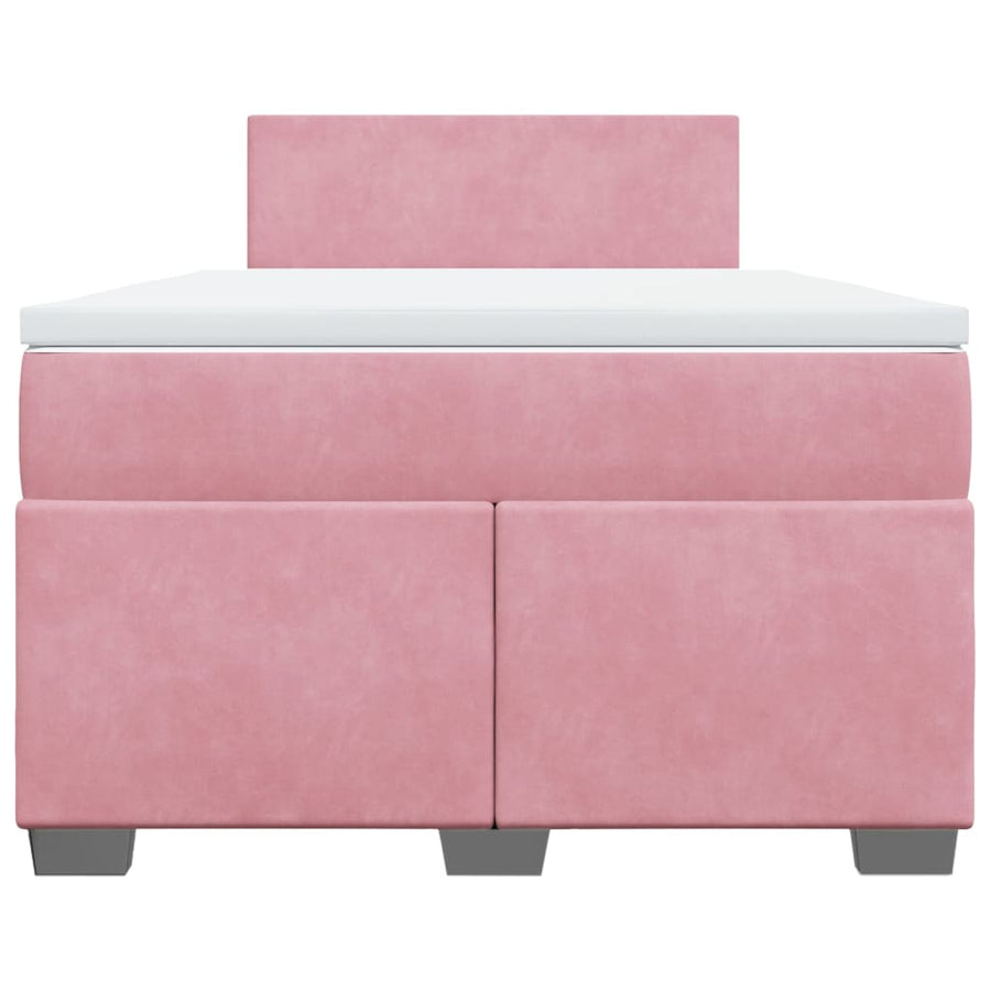 Boxspring met matras fluweel roze 120x190 cm