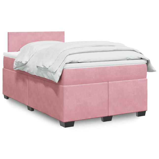 Boxspring met matras fluweel roze 120x190 cm