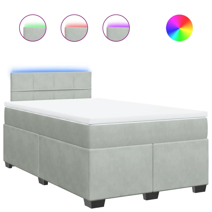 Boxspring met matras fluweel lichtgrijs 120x190 cm