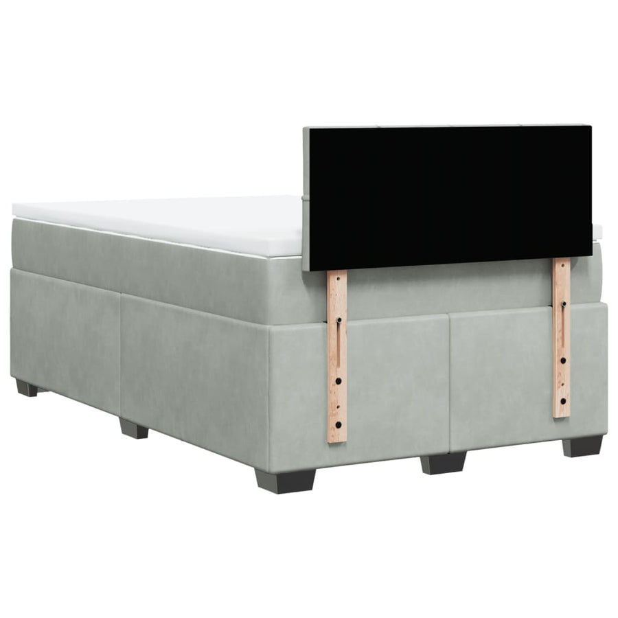 Boxspring met matras fluweel lichtgrijs 120x190 cm