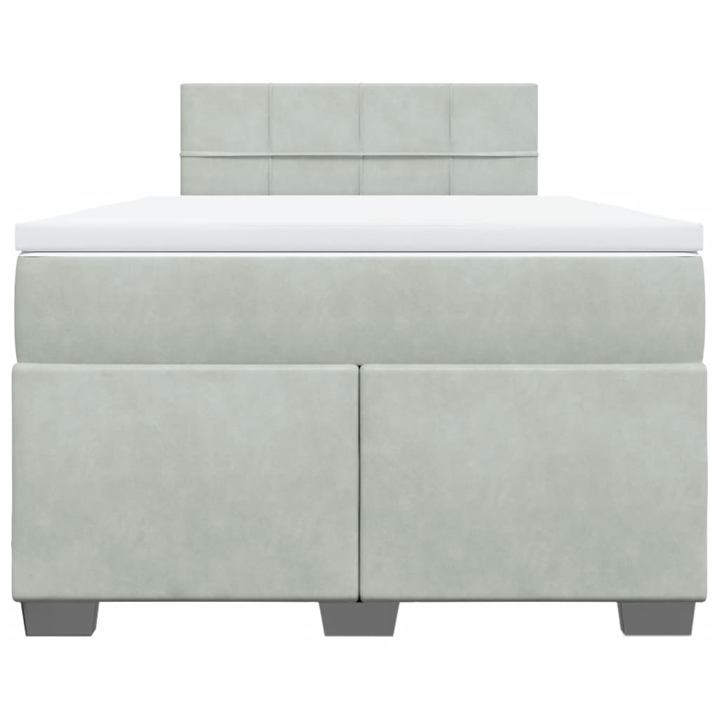Boxspring met matras fluweel lichtgrijs 120x190 cm