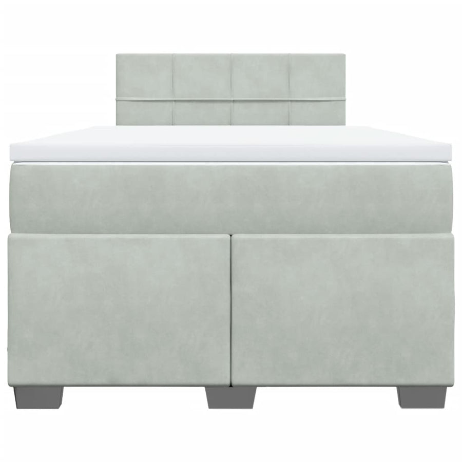 Boxspring met matras fluweel lichtgrijs 120x190 cm