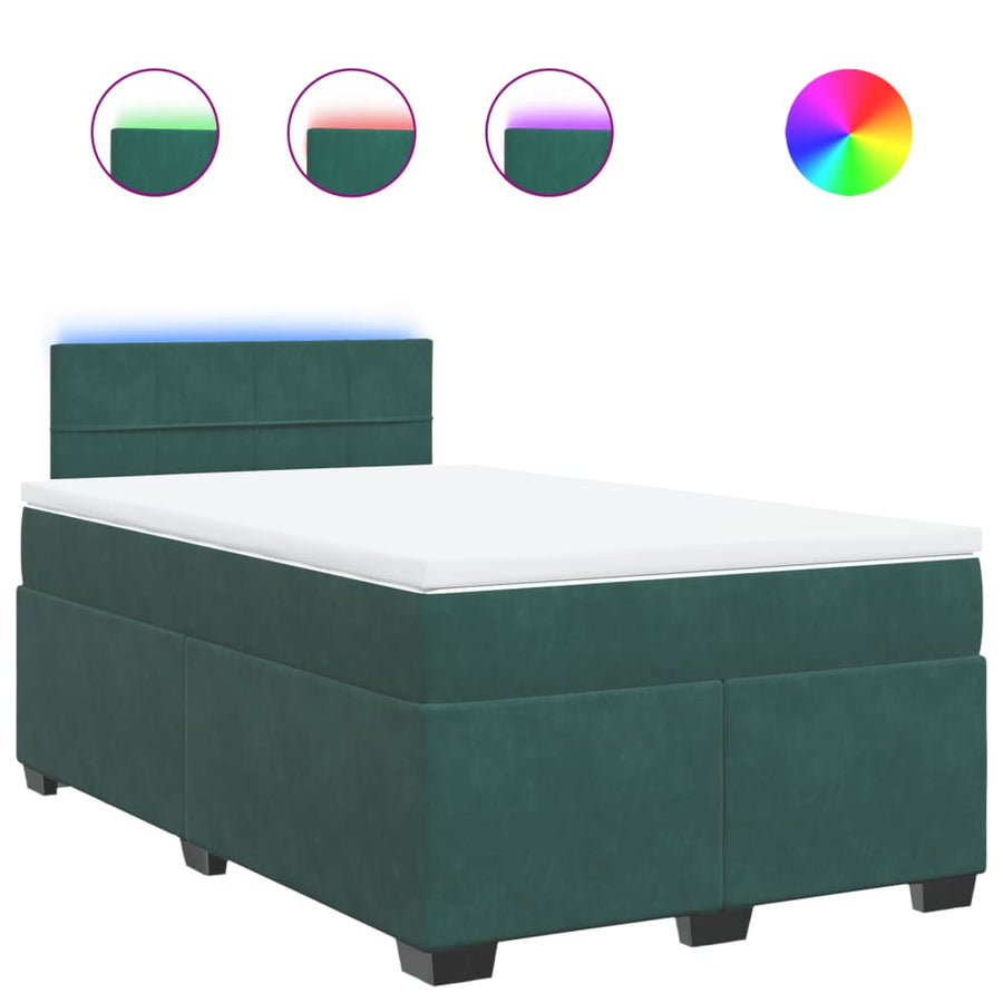 Boxspring met matras fluweel donkergroen 120x190 cm